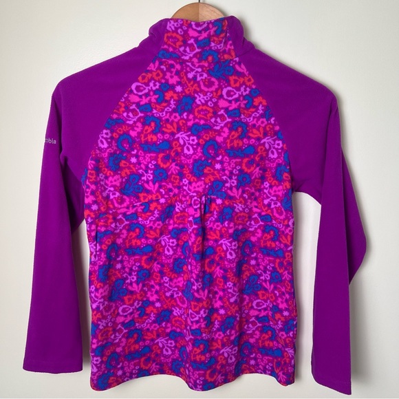 Columbia Girls Glacial Fleece 1/4 Zip Long Sleeve Pullover Pink Purple 14/16 - Picture 3 of 6